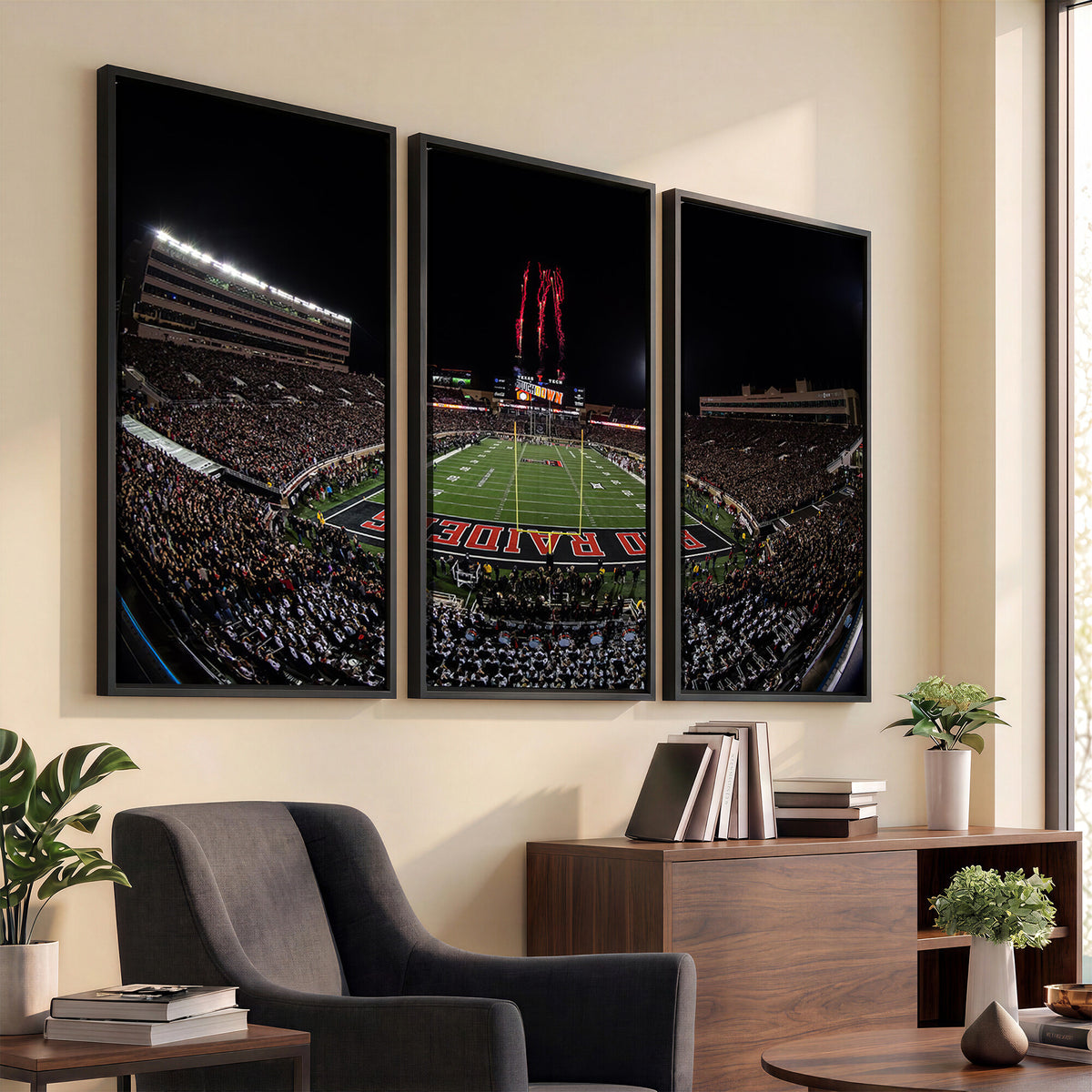 83122-PAN-FL-20X10 - Framed Texas Tech Red Raiders Stadium Canvas, Texas Tech Red Raiders Football Team Print - Lubbock