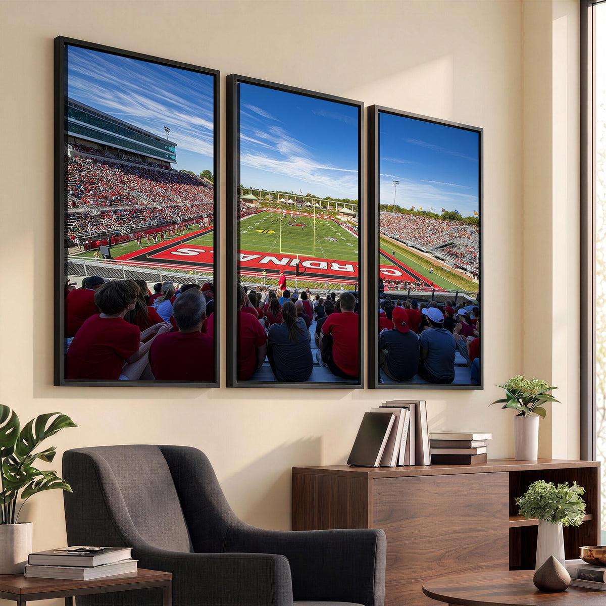 71475-PAN-FL-20X10 - Ball State Cardinals Football Team Print - Muncie Scheumann Stadium Wall Art Canvas Print