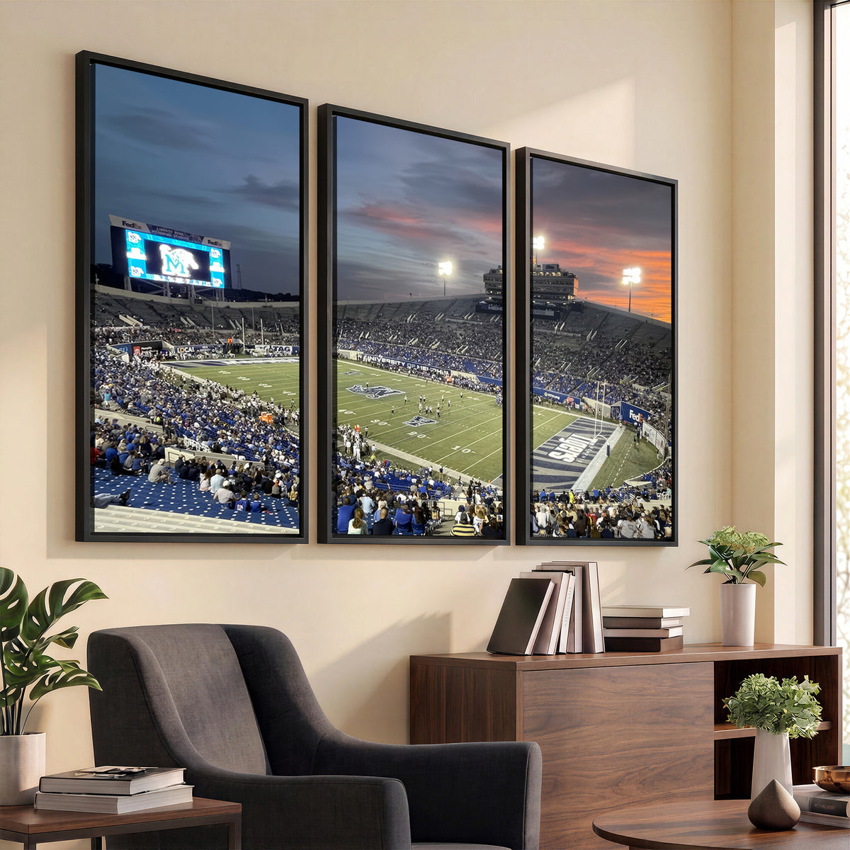 64409-PAN-FL-20X10 - Memphis Tigers Football Team Print - Memphis Simmons Bank Liberty Stadium Wall Art Canvas Print