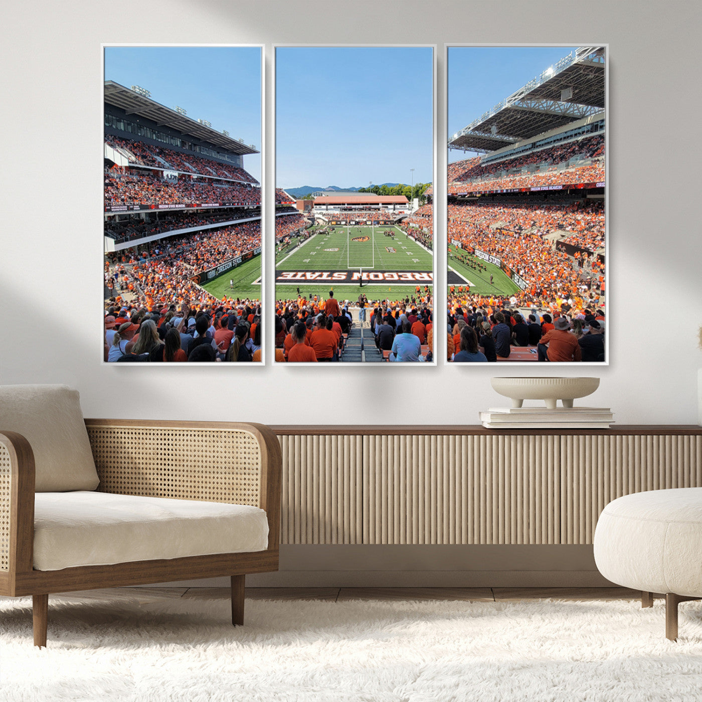 35211-MGV-FC-48X32-3P_White-Oregon State Beavers Football Team Print - Corvallis Reser Stadium Wall Art Canvas Print