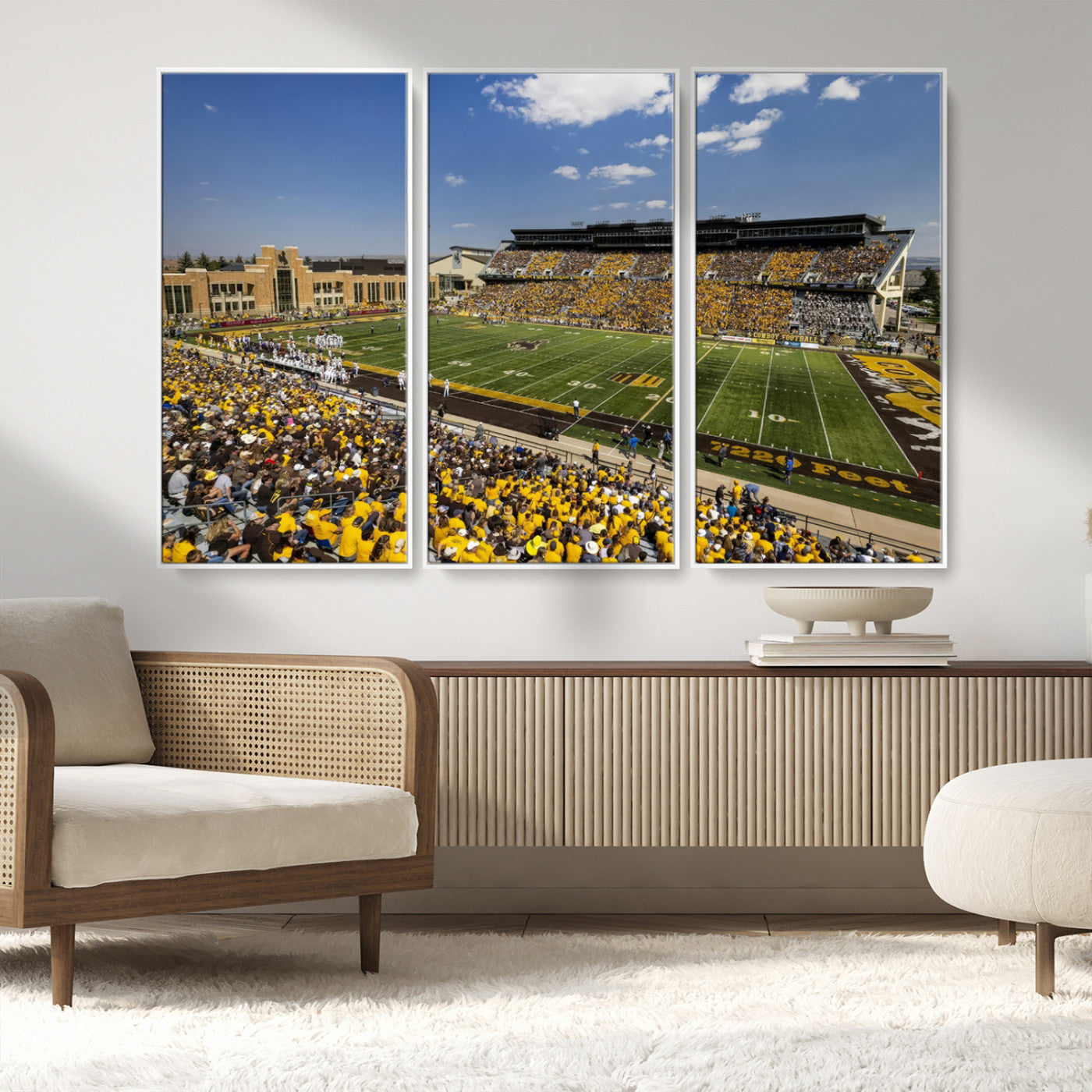 75112-MGV-CV-36X24-University of Wyoming Cowboys Football Team Print - Laramie Jonah Field War Memorial Stadium Wall