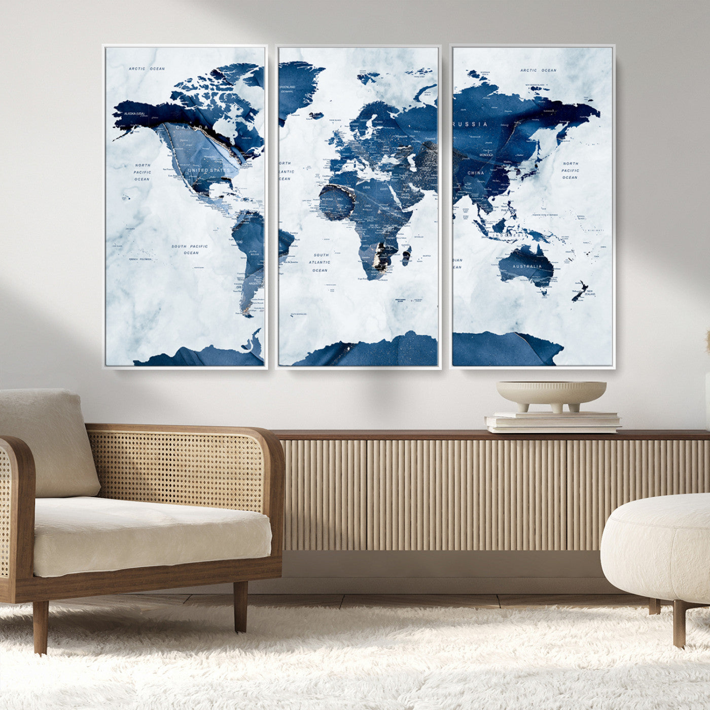 44436-MGV-FC-48X32-3P_White-Push Pin World Map Canvas Print – Travel Tracker Wall Art for Couples, Perfect Anniversary Gift for Home or Office Decor