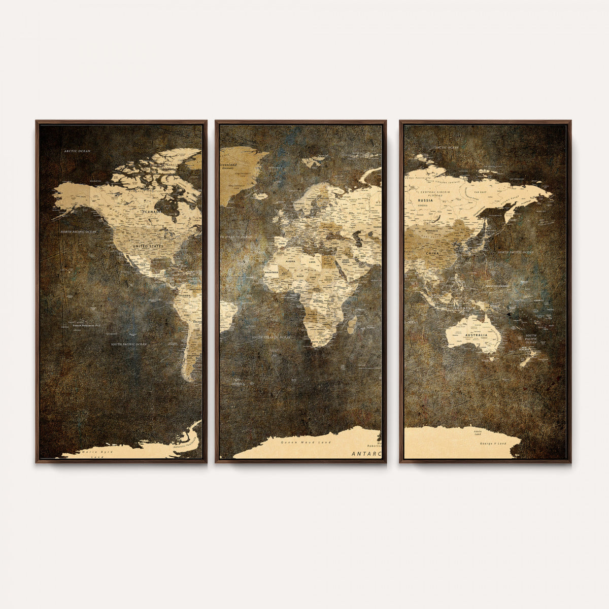 89742472-MGV-CV-36X24 - Large Framed Vintage World Map Wall Art Print for Home Wall