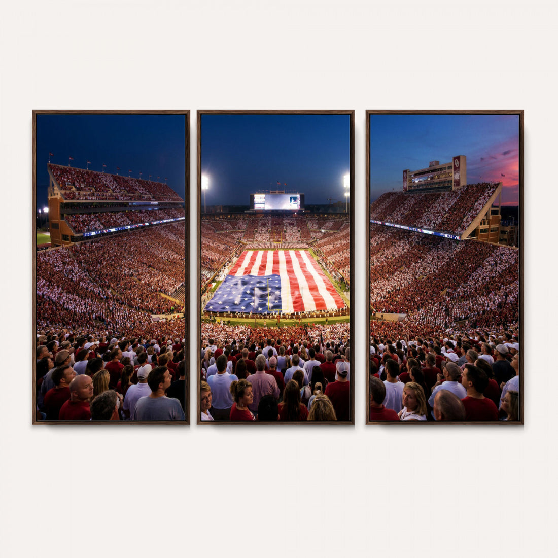 Oklahoma Memorial Stadium Wall Art Canvas Print, Oklahoma, Framed and Ready to Hang