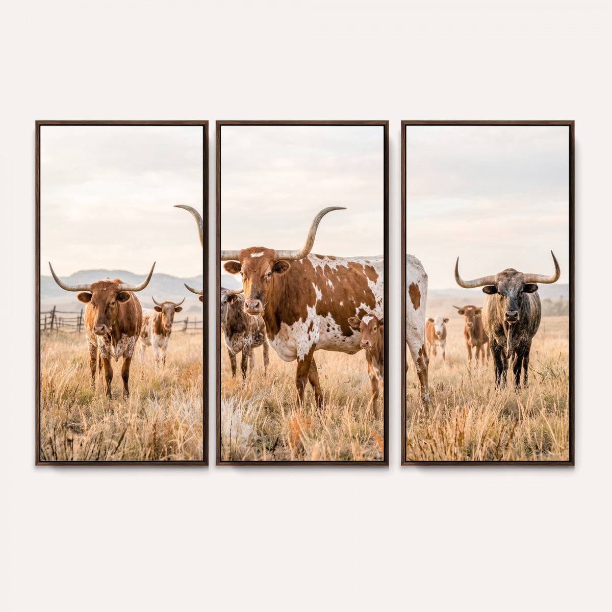 62336425AC-MGV-CV-36X24 - Texas Longhorn Canvas Wall Art, Rustic Farm Animal Photography Print, Farmhouse Country Decor, Western Ranch Art