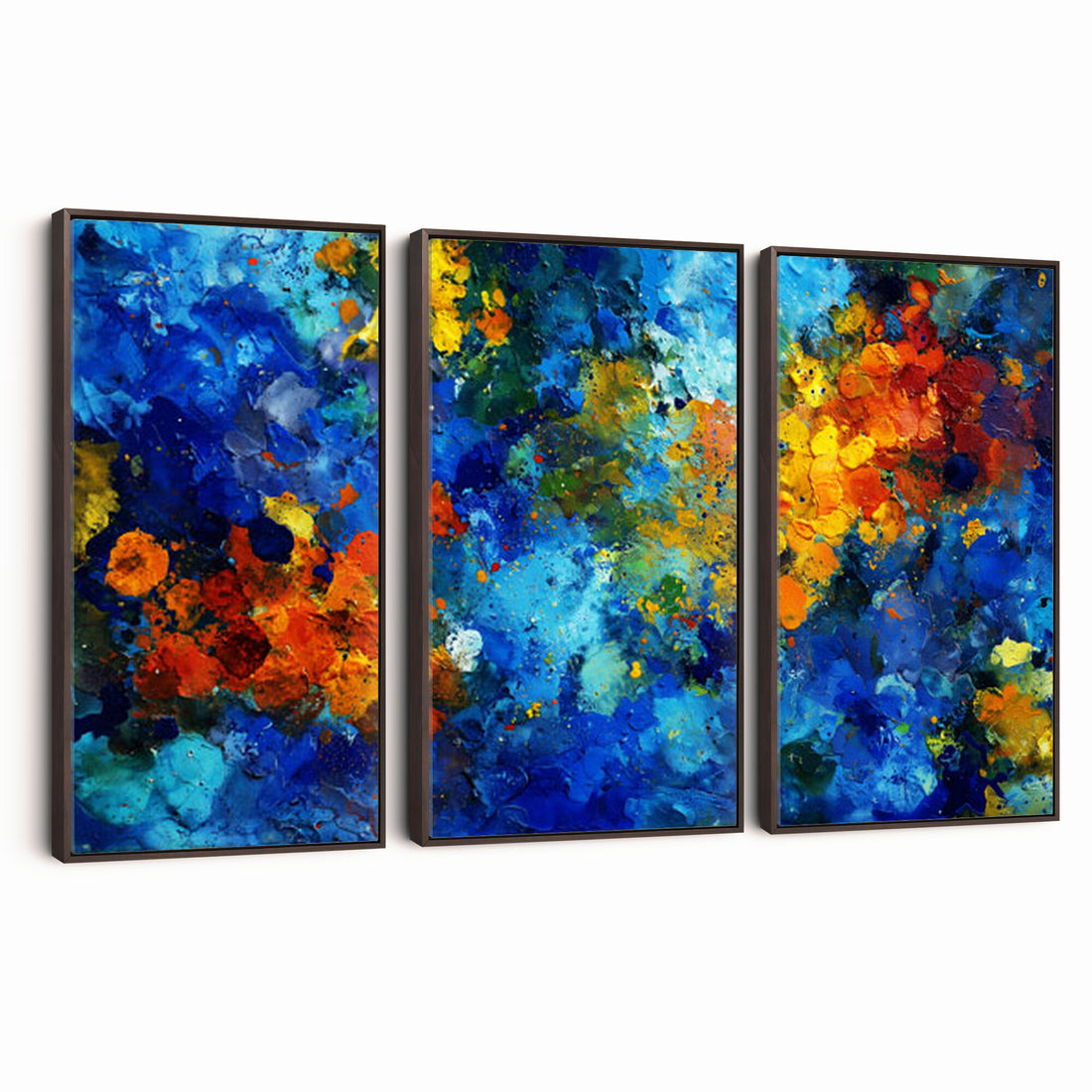 Vibrant Blue Abstract Canvas Wall Art Colorful Painterly Oil Painting Style Print