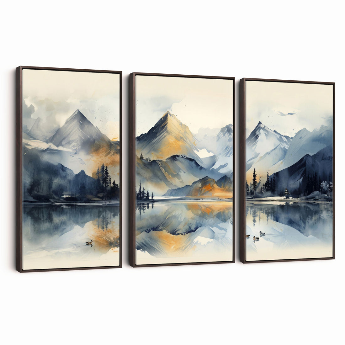 Lake Abstract Mountain Wall Art Canvas Print