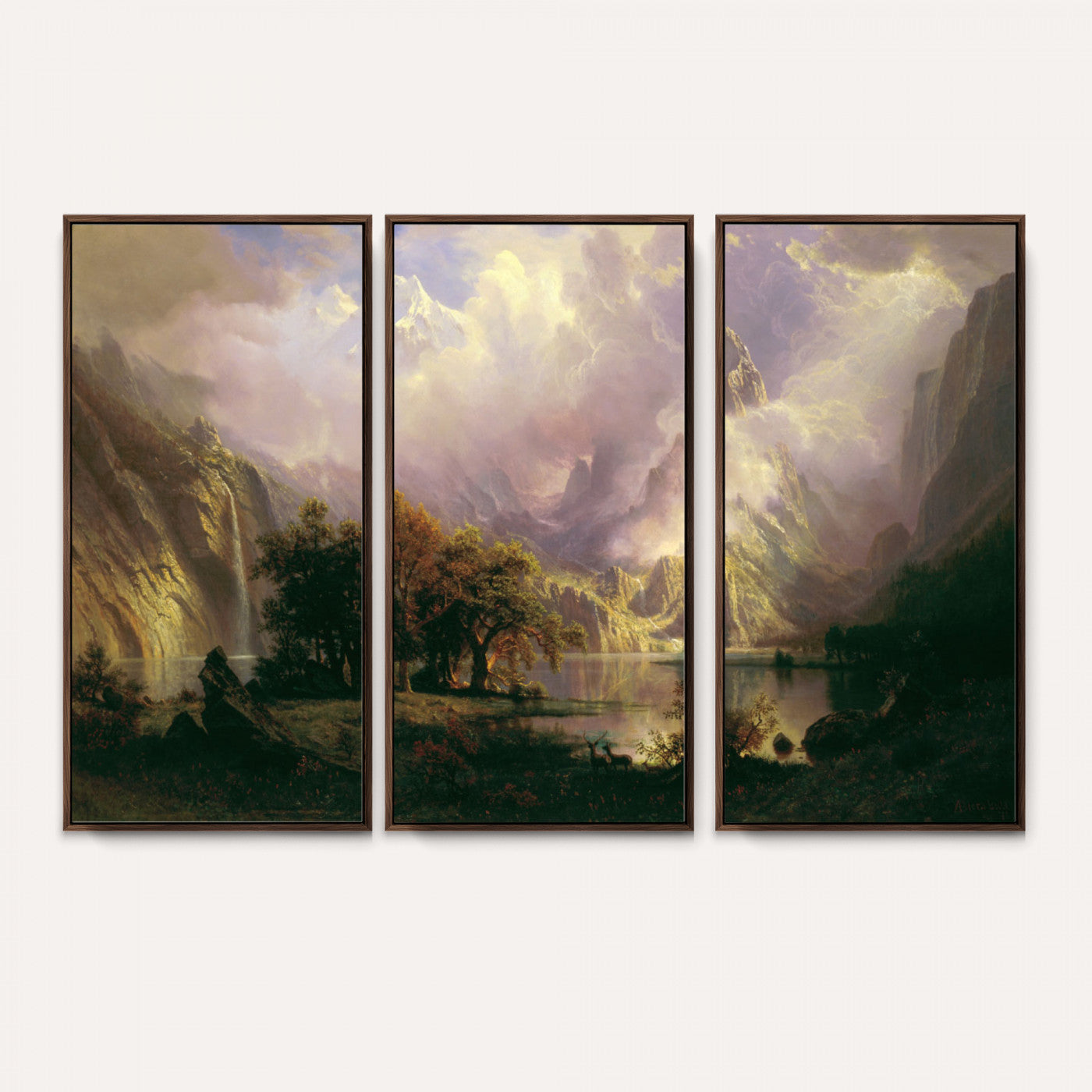 49189463-MGV-CV-36X24 - Albert Bierstadt Rocky Mountain Landscape Wall Art Canvas Print, Classic Fine Art Painting Print