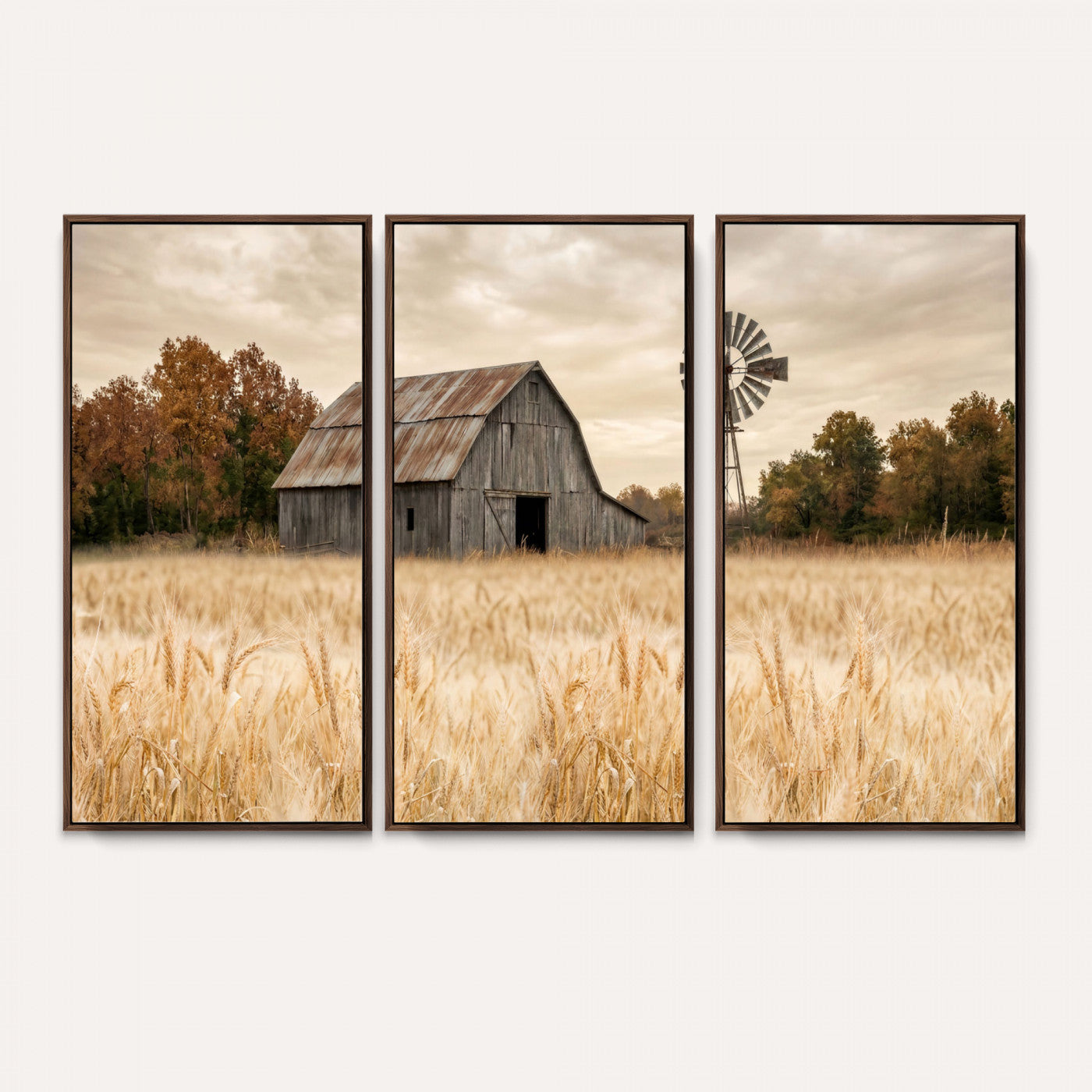 99640659-MGV-CV-36X24 - Rustic Farmhouse Barn and Windmill Wall Art Canvas Print, Country Landscape Photography Print
