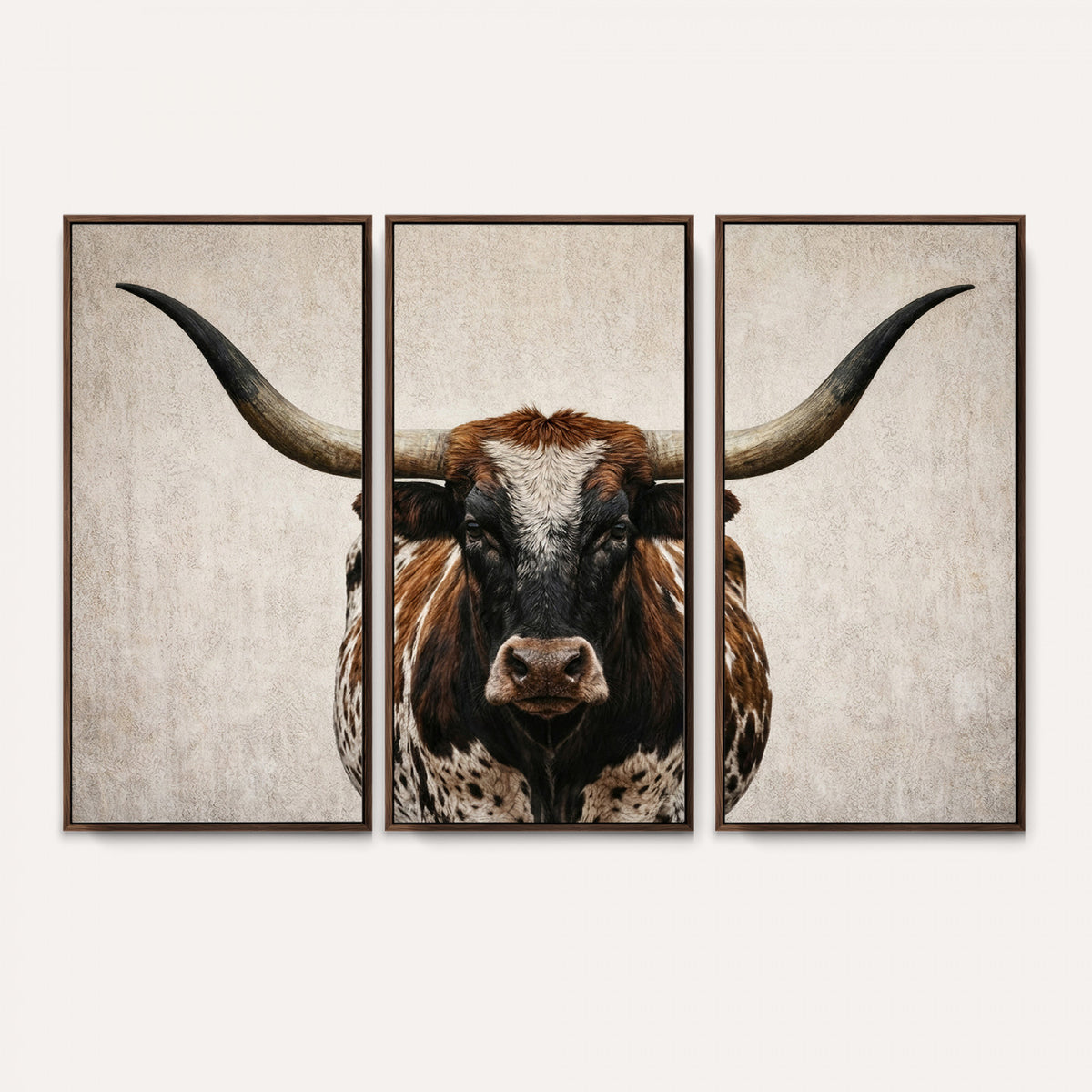 58622065-MGV-CV-36X24 - Texas Longhorn Canvas Wall Art Western Bull Desert Moody Grey Overcast Rustic Farmhouse Framed Large for Living Room Bedroom Office Decor