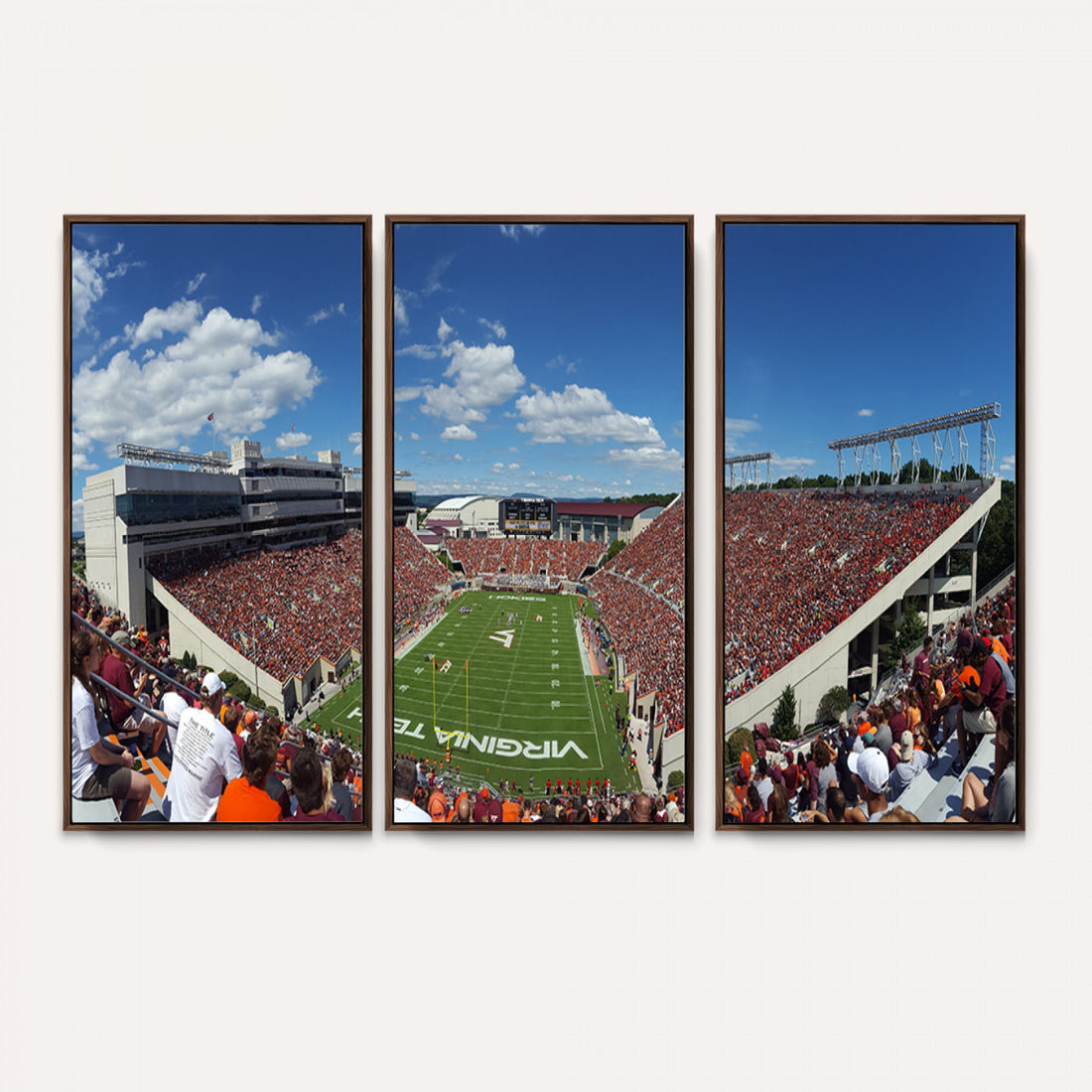 Virginia Tech Hokies Football Team Print, Blacksburg Lane Stadium, Framed and Ready to Hang