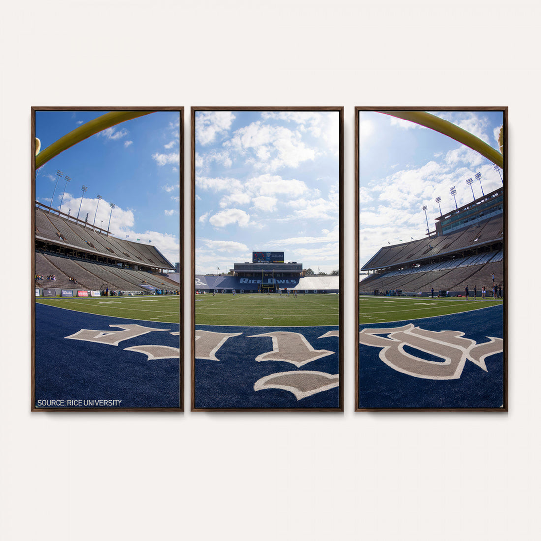 Rice University Owls Football Team Print, Houston Rice Stadium, Framed and Ready to Hang