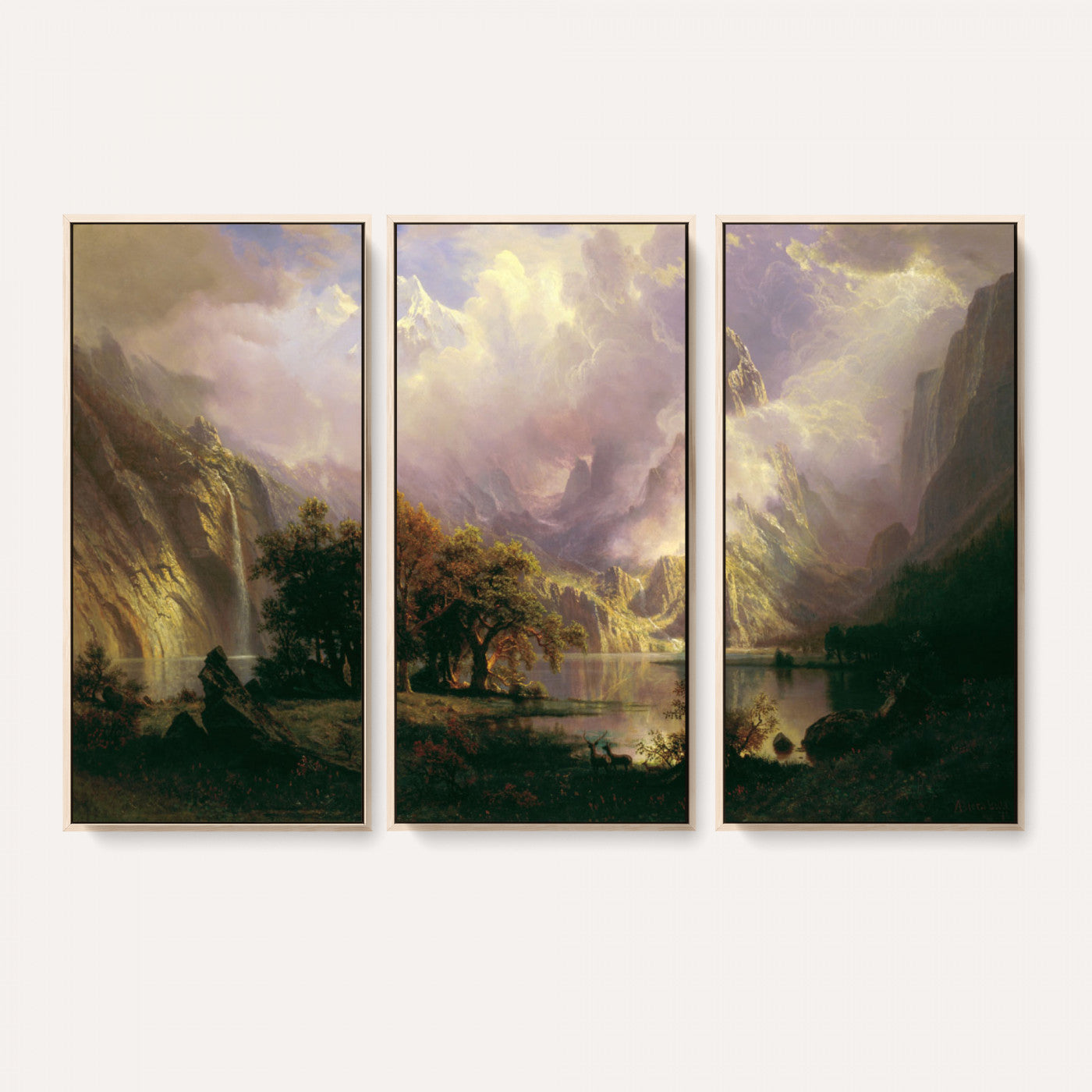 49189463-MGV-CV-36X24 - Albert Bierstadt Rocky Mountain Landscape Wall Art Canvas Print, Classic Fine Art Painting Print