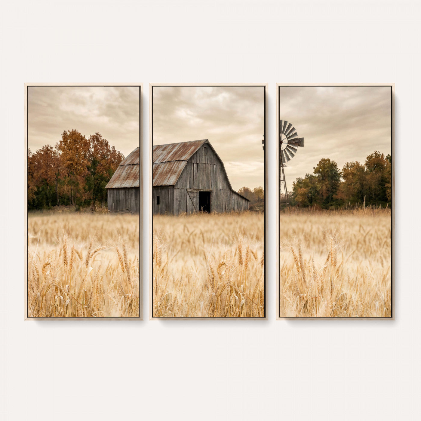 99640659-MGV-CV-36X24 - Rustic Farmhouse Barn and Windmill Wall Art Canvas Print, Country Landscape Photography Print