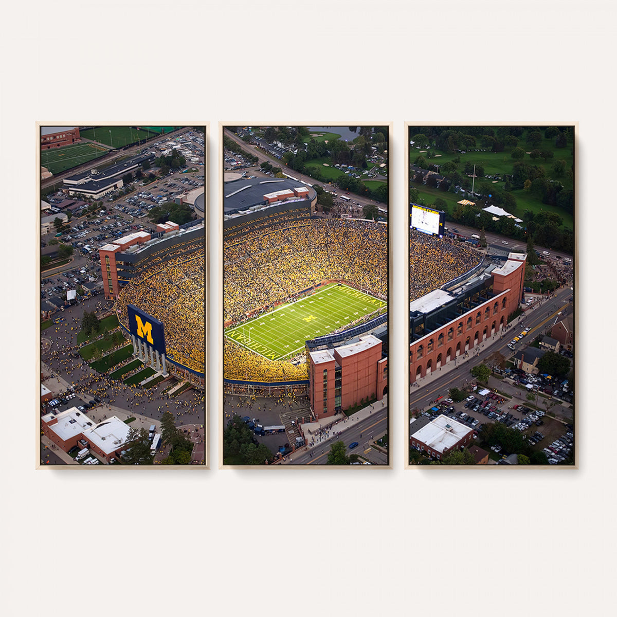 95248-PAN-FL-20X10 - University of Michigan Wolverines Football Team Print - Ann Arbor Michigan Stadium Wall Art Canvas