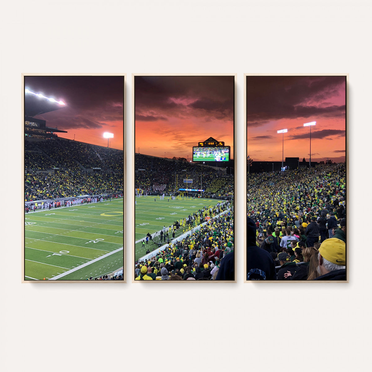 75065-PAN-FL-20X10 - Eugene Autzen Stadium Canvas Wall Art Print – Sunset Over Iconic Football Field Wall Decor for Home