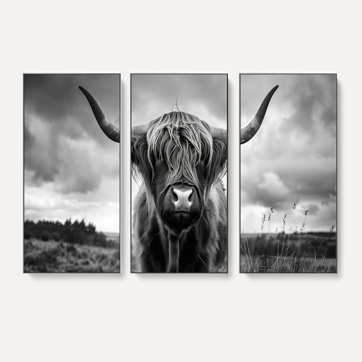 17924-_Poster-30x20 - Scottish Cow Wall Art Canvas Print, Longhorn Wall Art