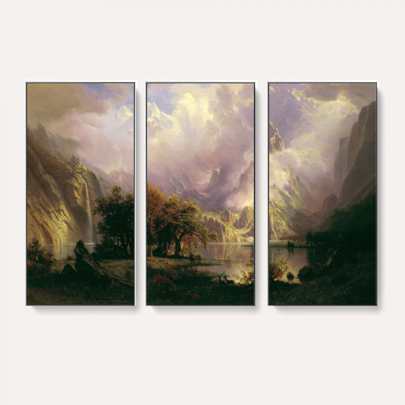 49189463-MGV-CV-36X24 - Albert Bierstadt Rocky Mountain Landscape Wall Art Canvas Print, Classic Fine Art Painting Print
