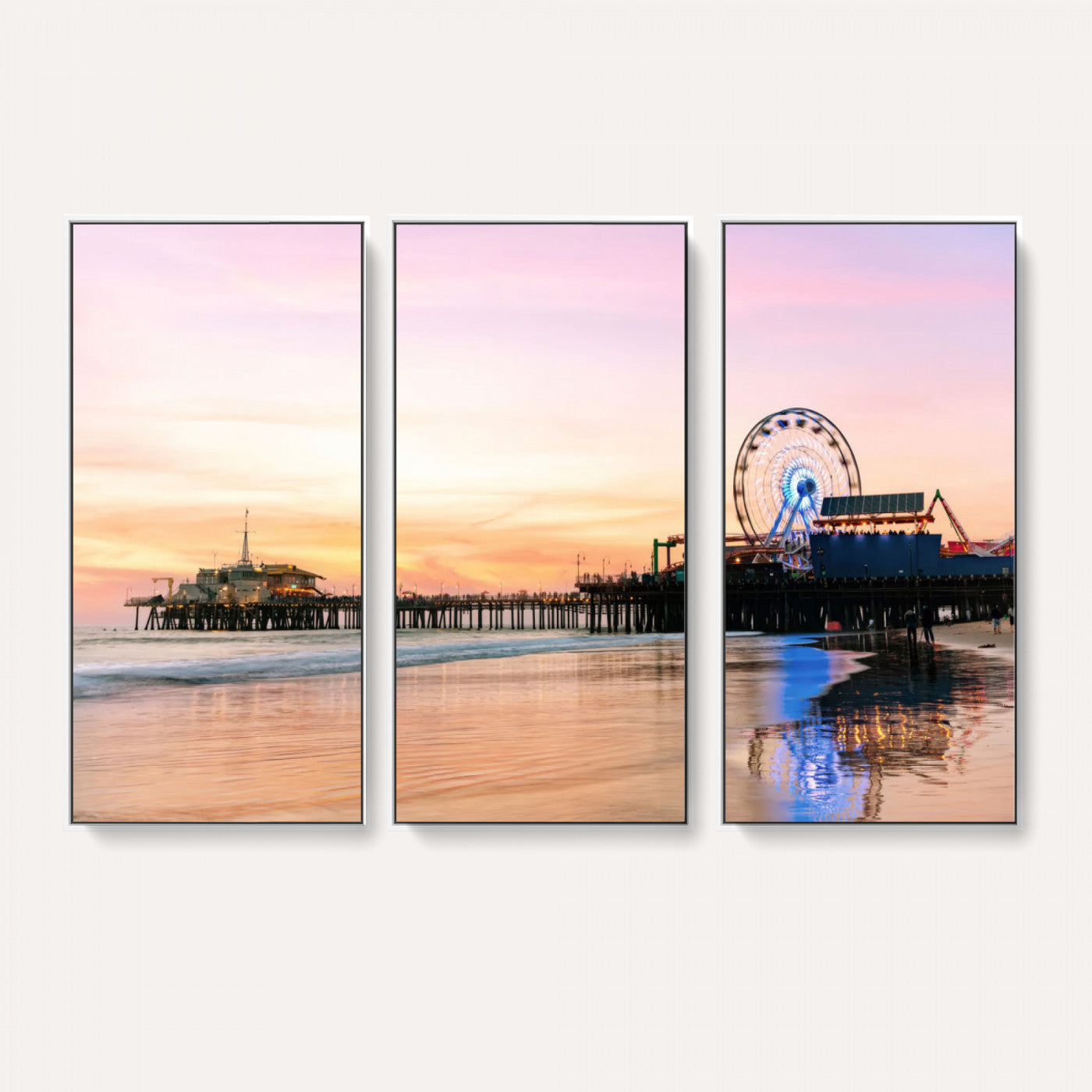 27381272-MGV-CV-36X24 - Santa Monica Pier Sunset Beach Wall Art Canvas Print, California Ferris Wheel Photo Print