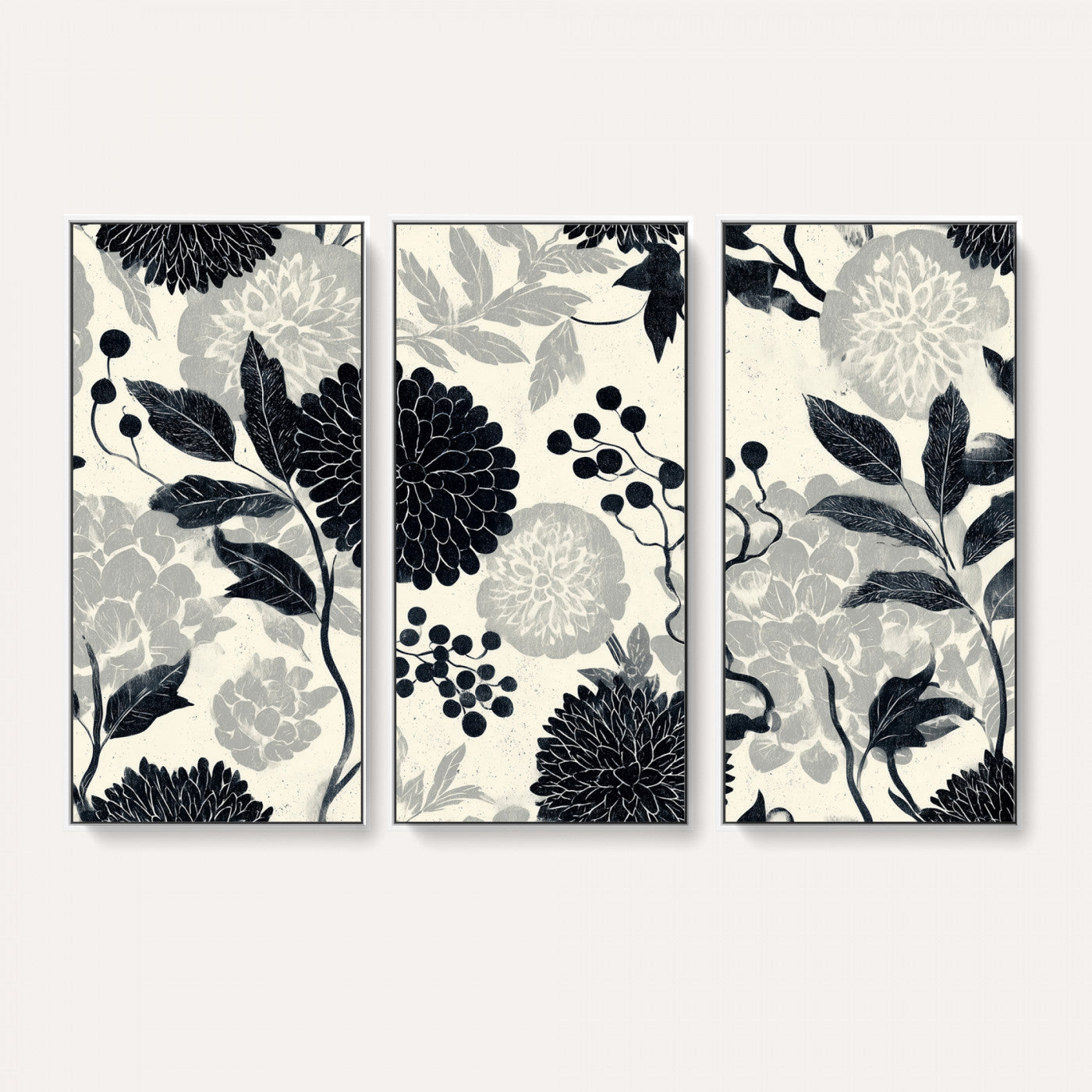 27269625-MGV-CV-36X24 - Traditional Chinese Pattern Tapestry Wall Art, Vintage Chinoiserie Peony Fabric Hanging, Antique Black Grey Living Room Japandi Gift