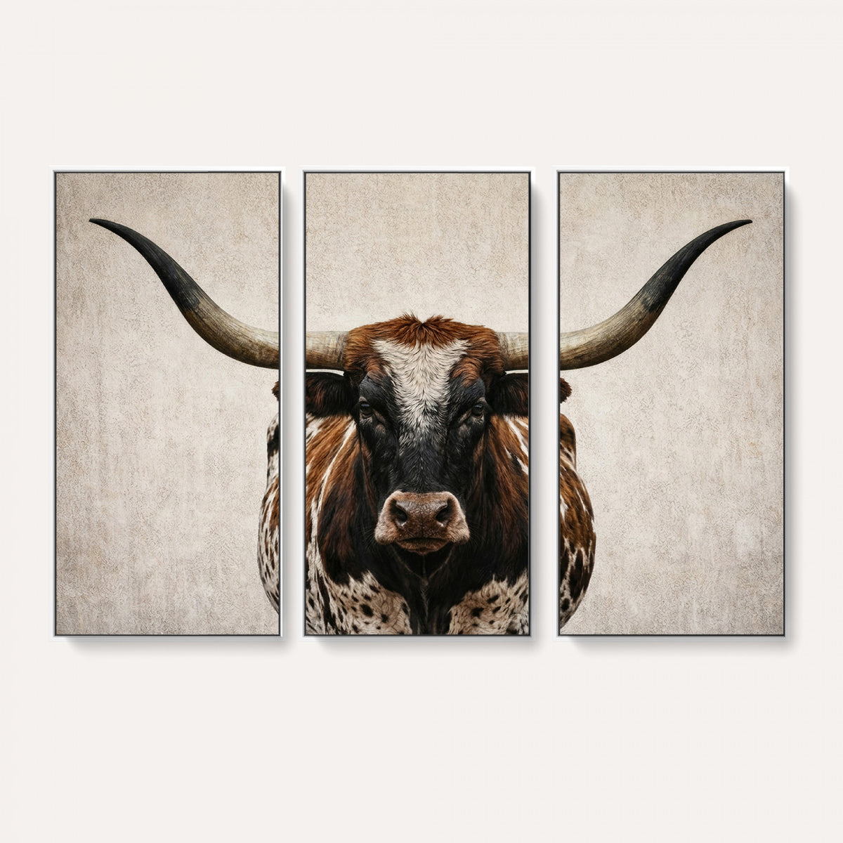58622065-MGV-CV-36X24 - Texas Longhorn Canvas Wall Art Western Bull Desert Moody Grey Overcast Rustic Farmhouse Framed Large for Living Room Bedroom Office Decor