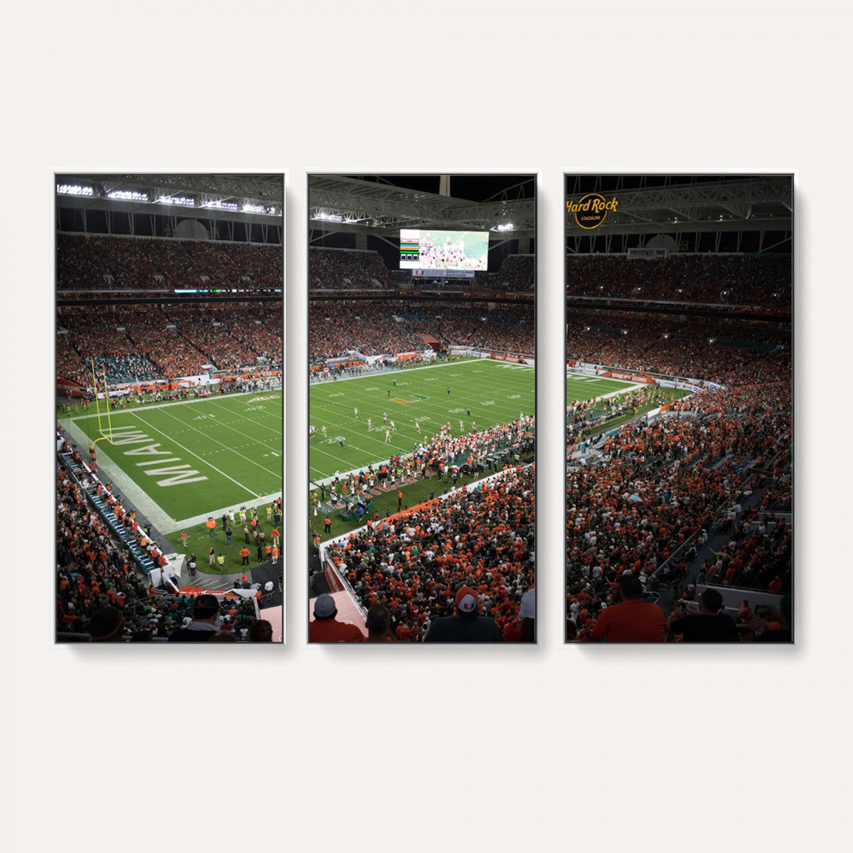 33698-PAN-FL-20X10 - Miami Hurricanes Football Team Print Canvas- Miami Hard Rock Stadium Wall Art Canvas Print
