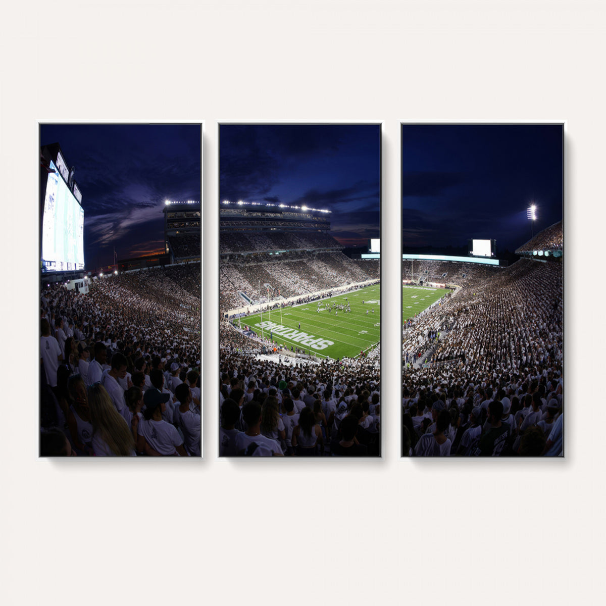 75193-PAN-FL-20X10 - Michigan State Spartans Canvas, Framed Football Team Print - East Lansing Spartan Stadium Wall Art