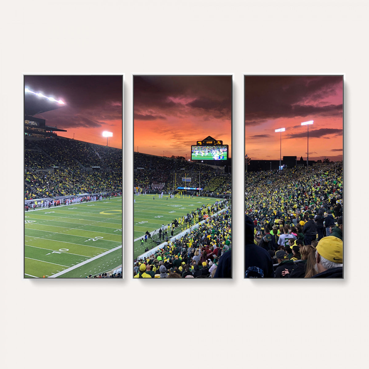 75065-PAN-FL-20X10 - Eugene Autzen Stadium Canvas Wall Art Print – Sunset Over Iconic Football Field Wall Decor for Home