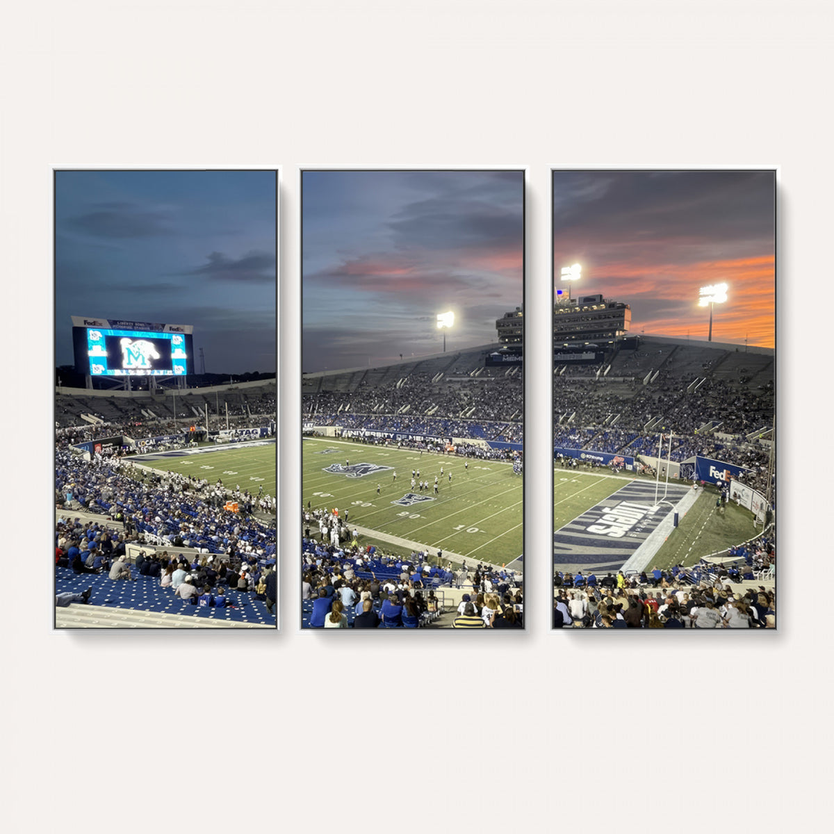 64409-PAN-FL-20X10 - Memphis Tigers Football Team Print - Memphis Simmons Bank Liberty Stadium Wall Art Canvas Print