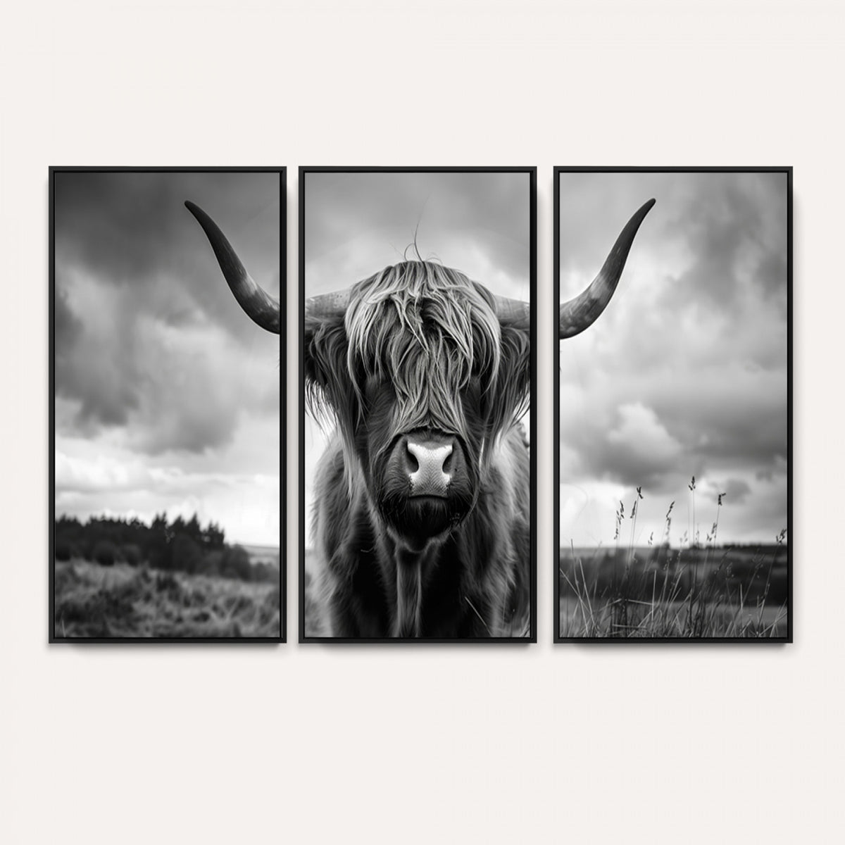 17924-_Poster-30x20 - Scottish Cow Wall Art Canvas Print, Longhorn Wall Art