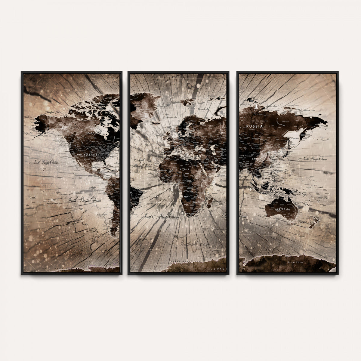 94623295-MGV-CV-36X24 - World Map Wall Art Canvas Print, Modern Decorative Framed Map Artwork Prints for Living Room, Office, Bedroom Wall Decor