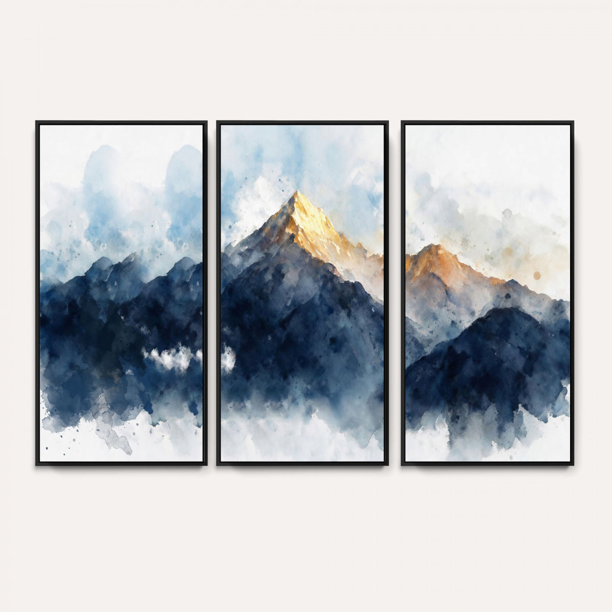 62076449DG1-MGV-CV-36X24 - Abstract Watercolor Mountain Lake Wall Art Print for Living Room Decor