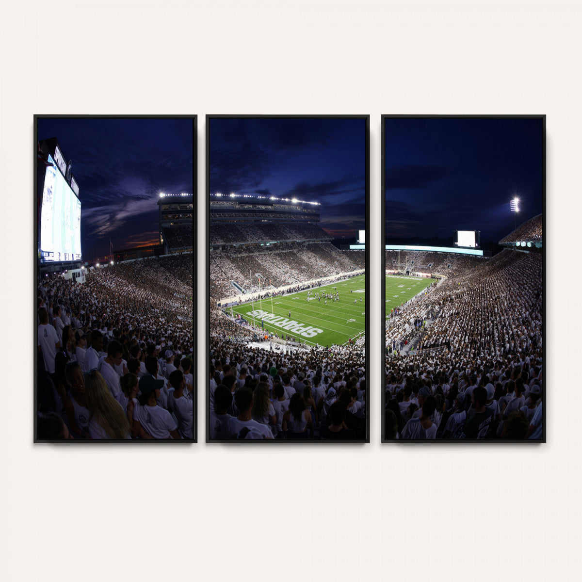 75193-PAN-FL-20X10 - Michigan State Spartans Canvas, Framed Football Team Print - East Lansing Spartan Stadium Wall Art