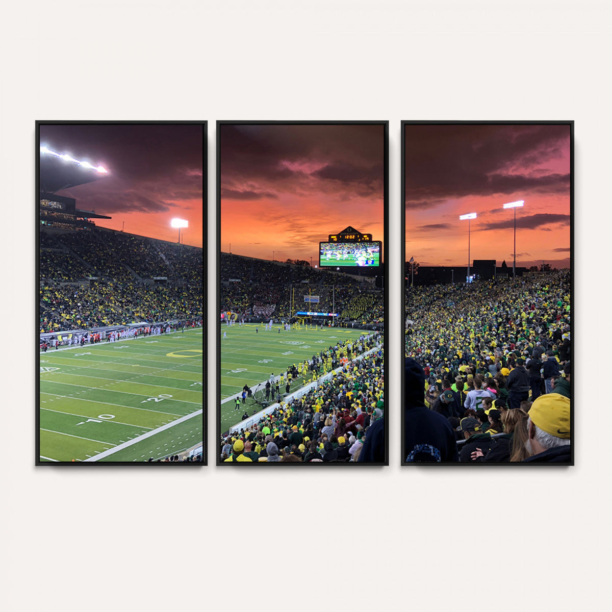 75065-PAN-FL-20X10 - Eugene Autzen Stadium Canvas Wall Art Print – Sunset Over Iconic Football Field Wall Decor for Home