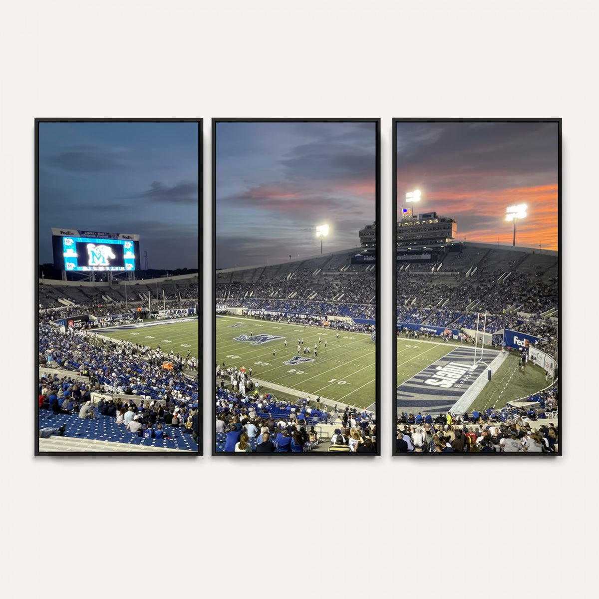 64409-PAN-FL-20X10 - Memphis Tigers Football Team Print - Memphis Simmons Bank Liberty Stadium Wall Art Canvas Print