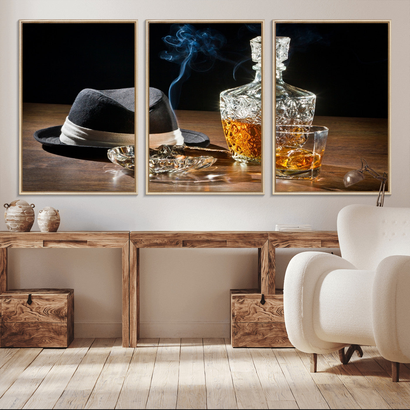 14629-MGV-CV-36X24-Bourbon Whiskey Wall Art Canvas Print, Vintage Bottle and Glass Artwork, Classic Bar Decor for Home, Office