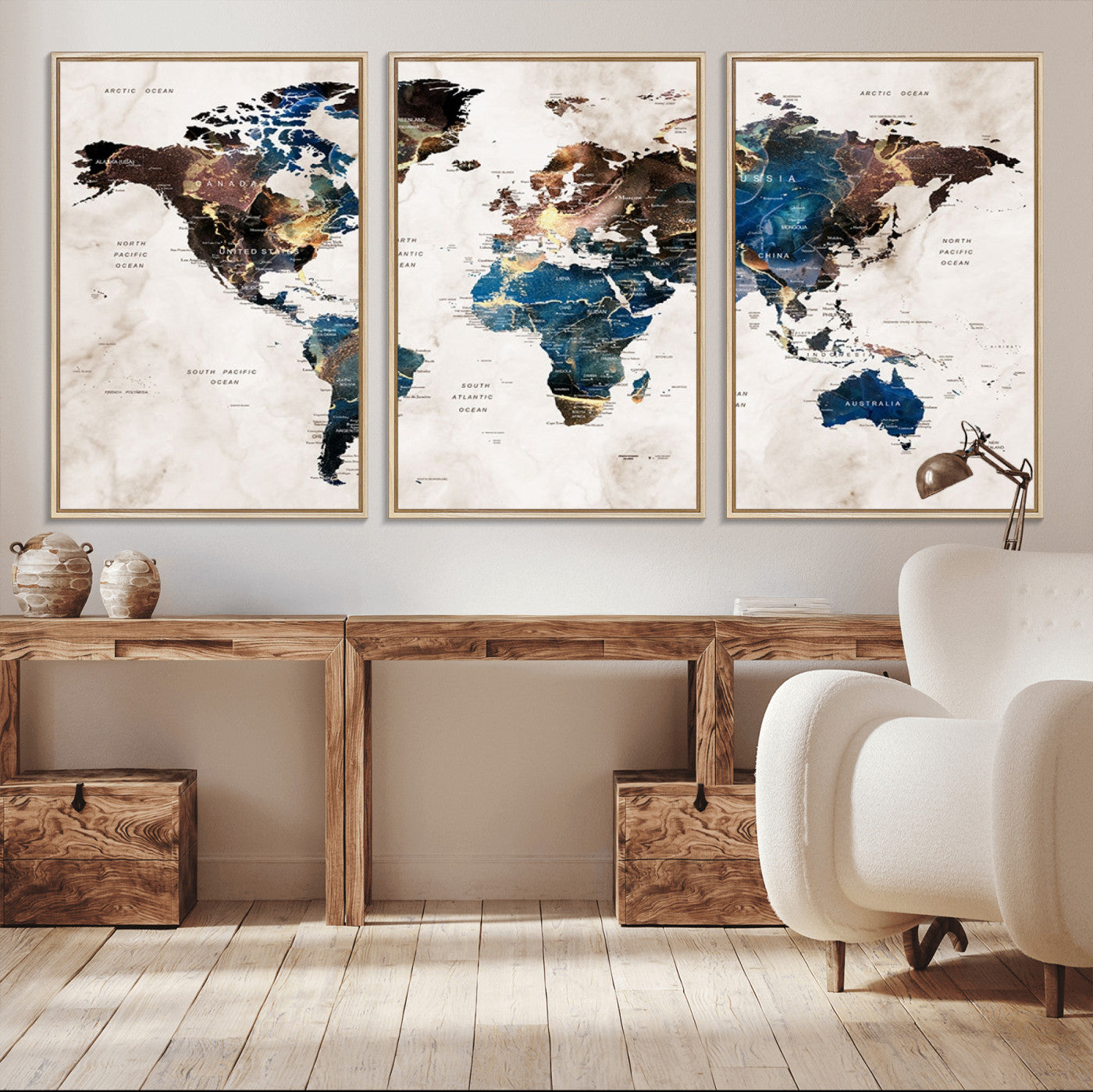 24408-MGV-CV-36X24-Push Pin World Map Canvas Print – Framed Travel Map Wall Art for Couples, Anniversary Gift, Modern Home or Office Decor