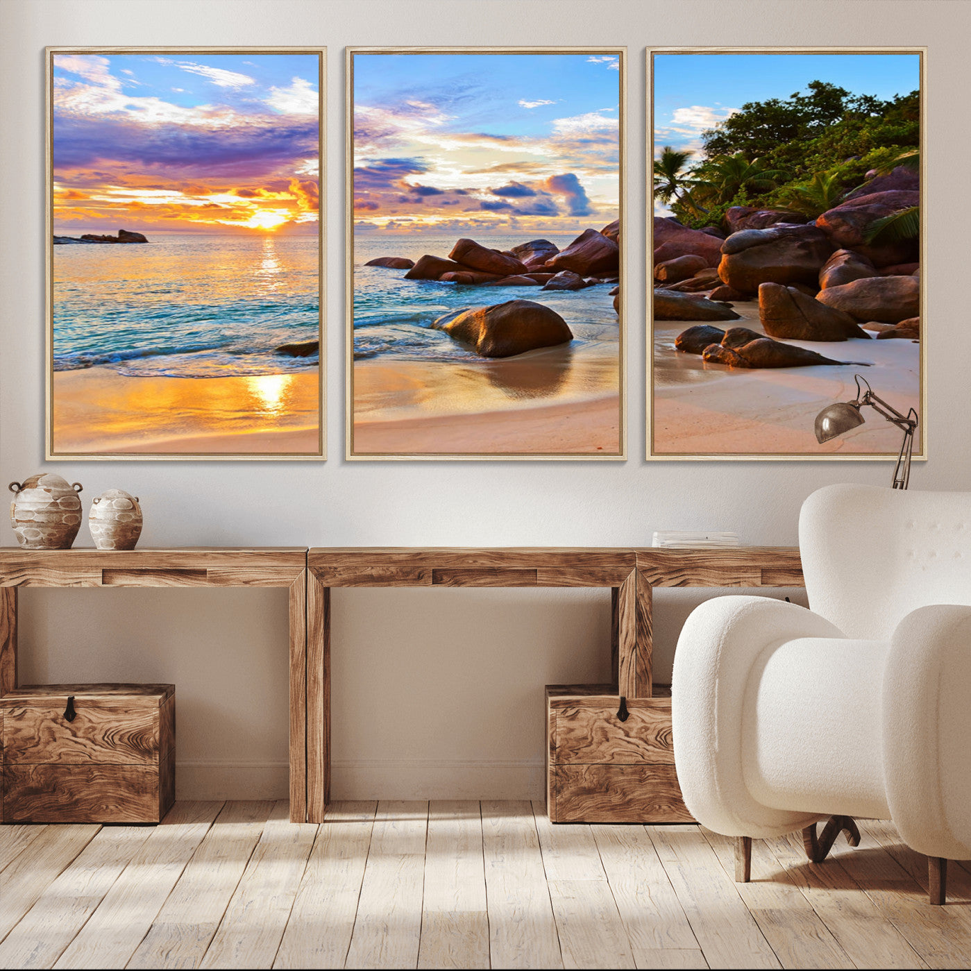 -Tropical Island Beach Sunset Canvas Print