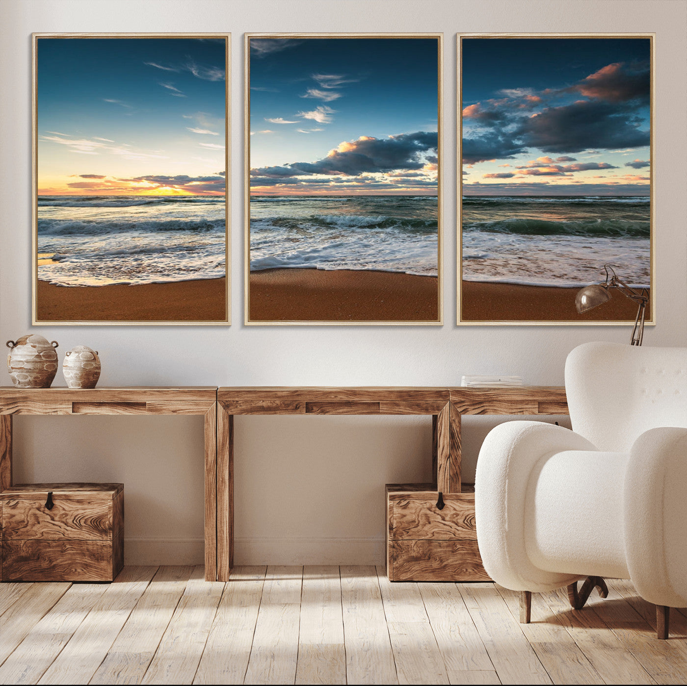 -Ocean Beach Wall Art Canvas Print Sunset Artwork Print Coastal Wall Art