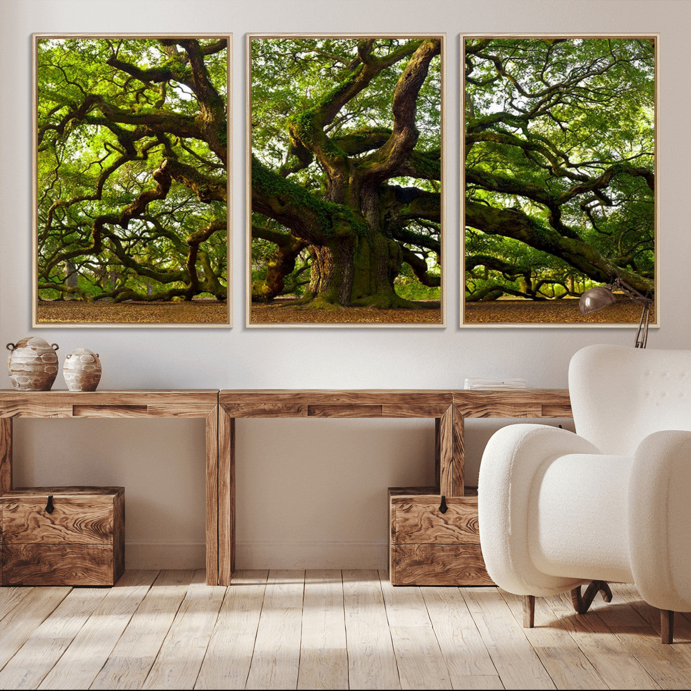 29407-MGV-FC-60X30-3P_Natural-Angel Oak Tree Wall Art Canvas Print | Forest Tree Nature Photography Print on Canvas | Large