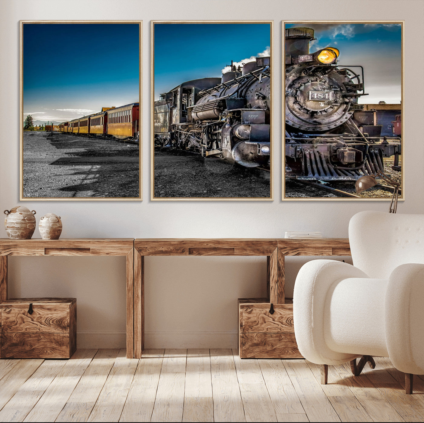 83325-MGV-FC-60X30-3P_Natural-Train Wall Art Canvas Print