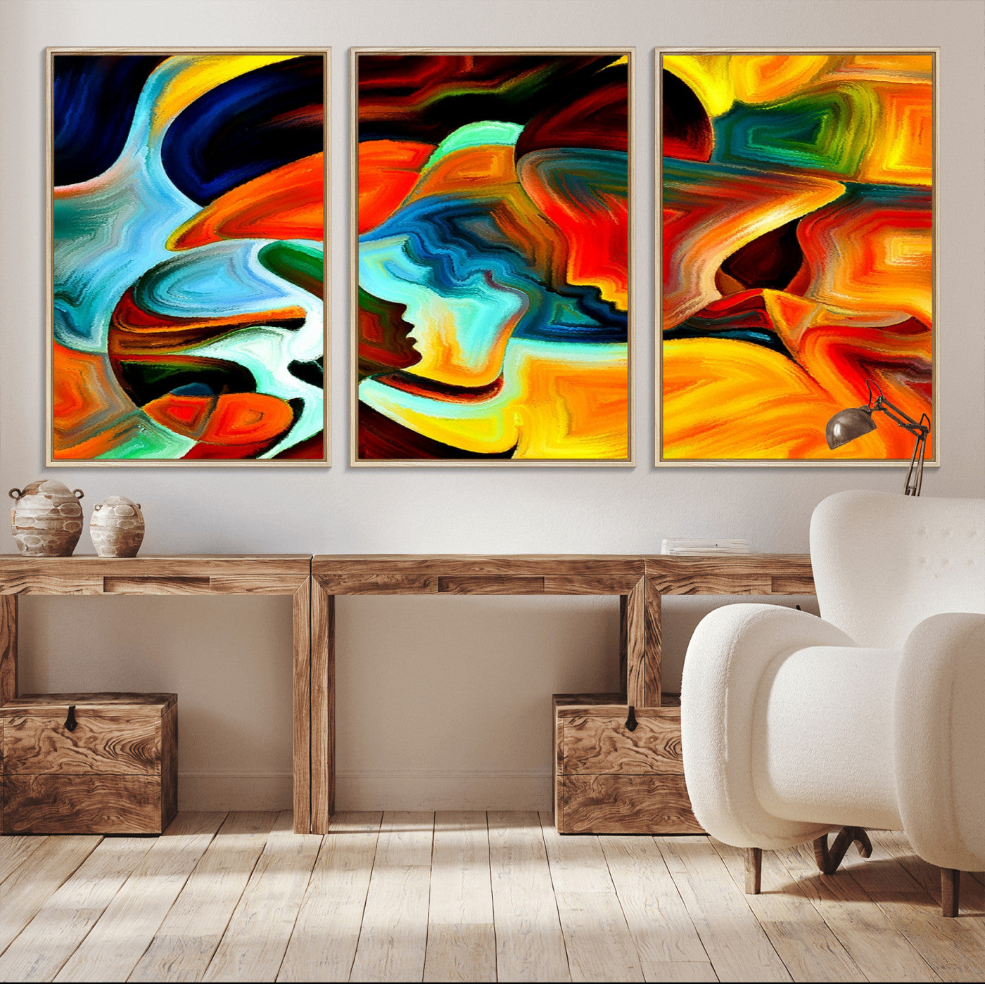 70242-MGV-CV-36X24-Human Love Figures Abstract Wall Art Canvas Print