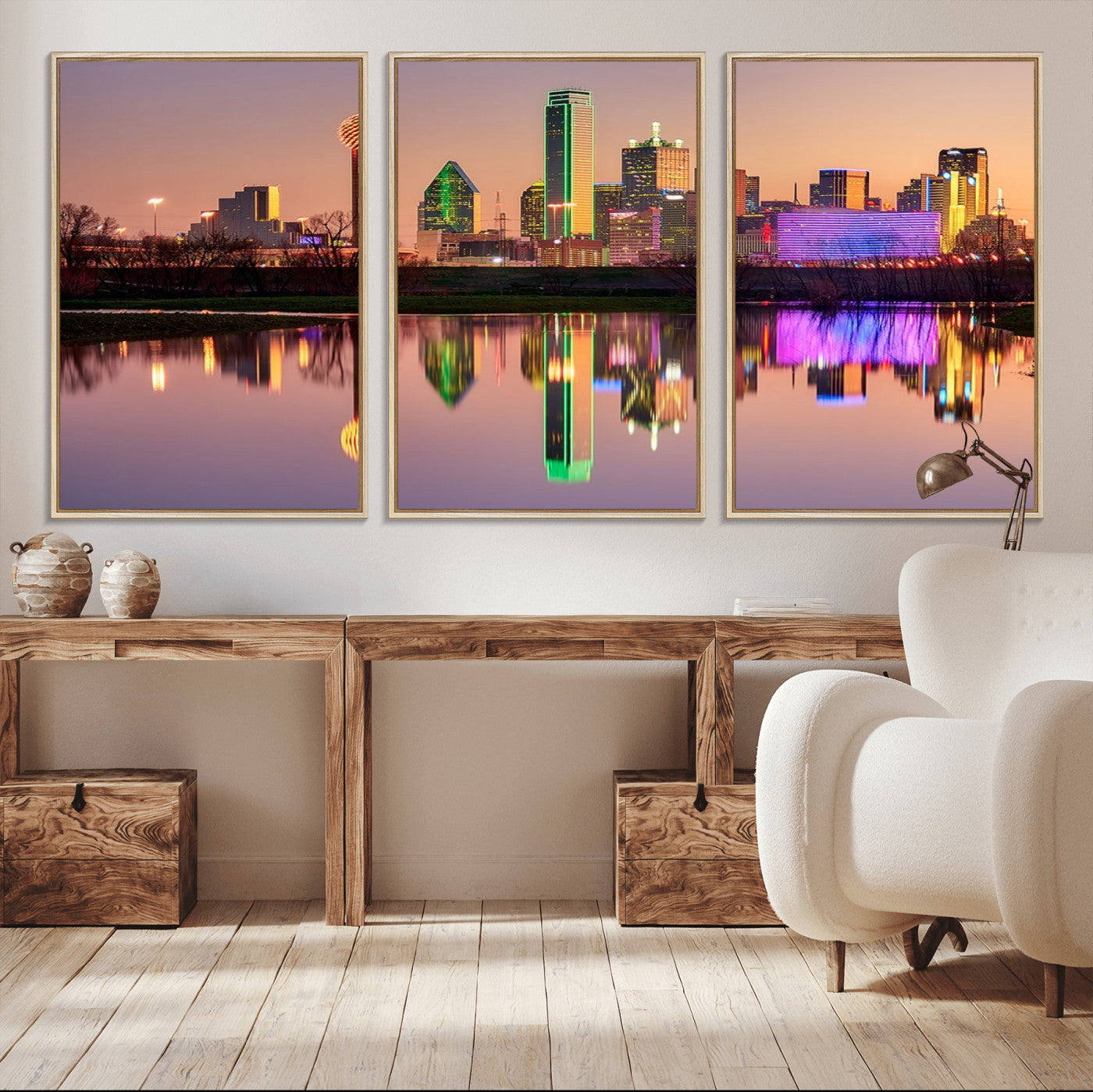 -Colorful Dallas City Lights Night Skyline Wall Art Print Dallas Cityscape Canvas Print Dallas