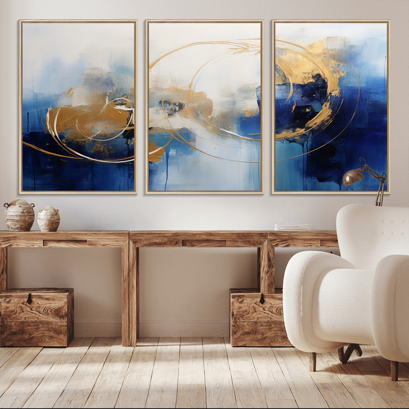 52314-MGV-CV-36X24-Navy Blue Abstract Wall Art Canvas Print