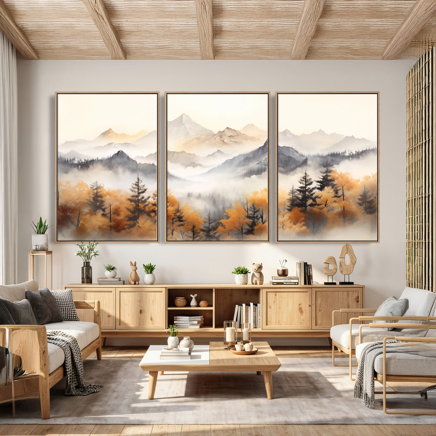 70049-MGV-CV-36X24 - Abstract Mountain Wall Art | Misty Mountain Forest and Mountains Canvas Print for Living Room,