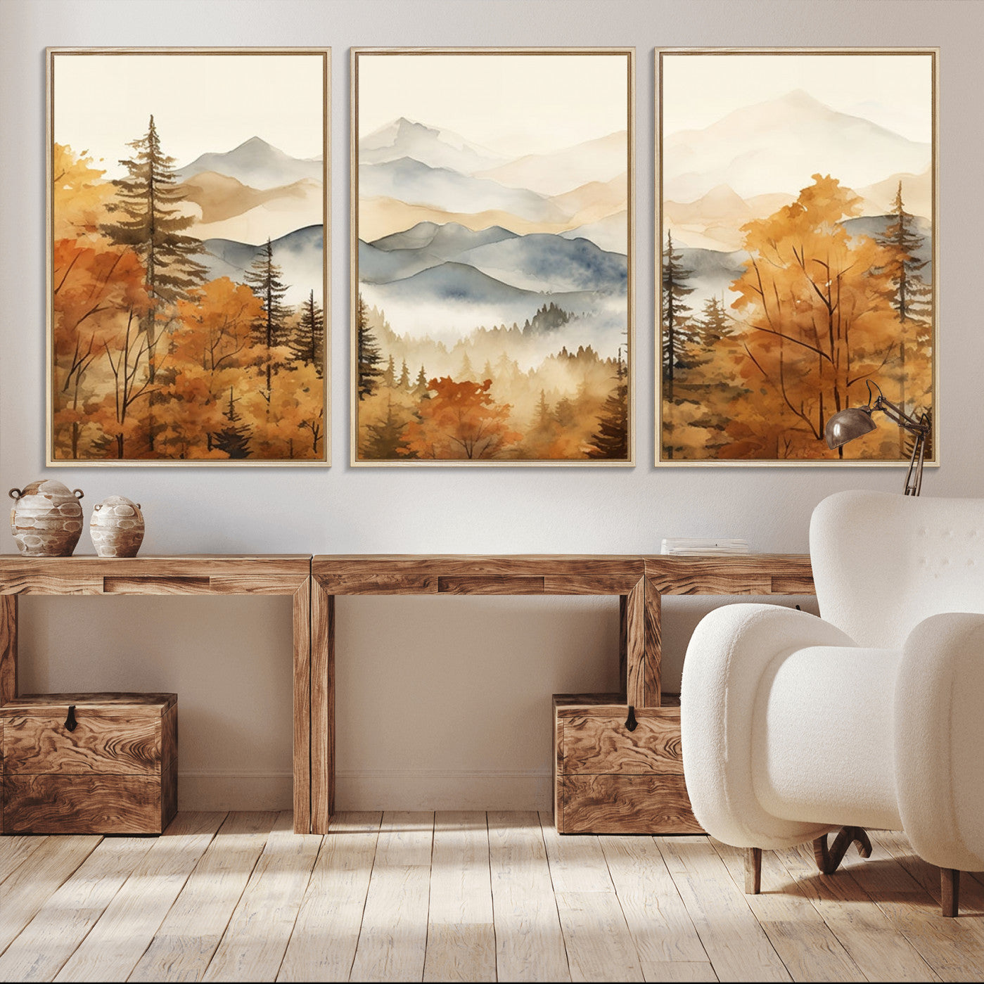 72950-MGV-CV-36X24-Golden Autumn Forest Wall Art Canvas | Mountain Landscape Canvas Print for Living Room or Bedroom |