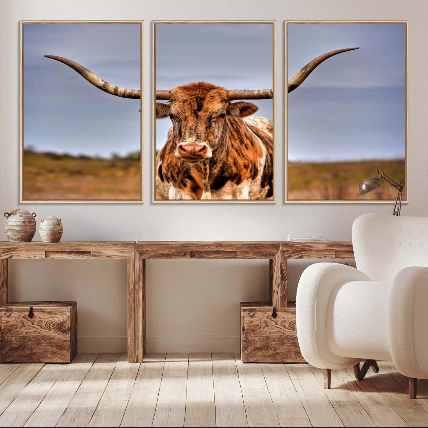 18594-MGV-CV-36X24-Texas Longhorn Wall Art Print, Framed Longhorn Cow Wall Art
