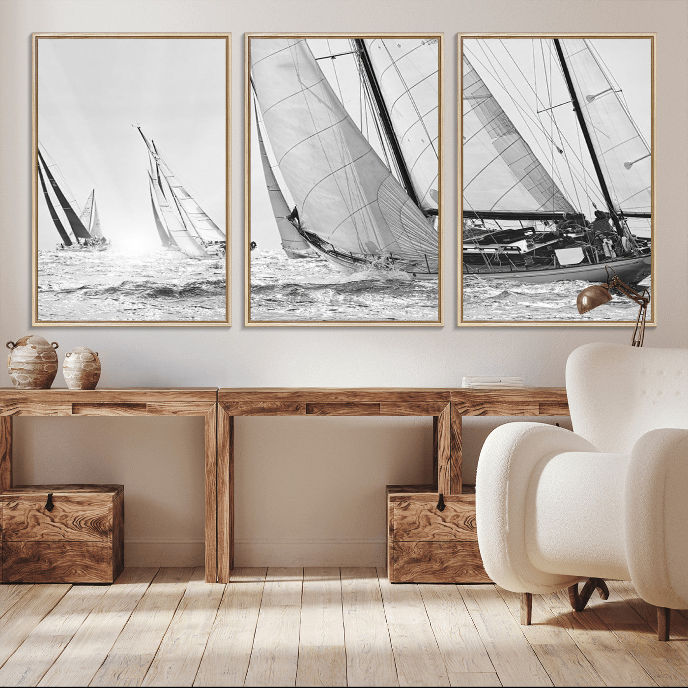 Boat-1-MGV-CV-36X24-Yacht Sailboat Regatta Canvas Wall Art Canvas Print
