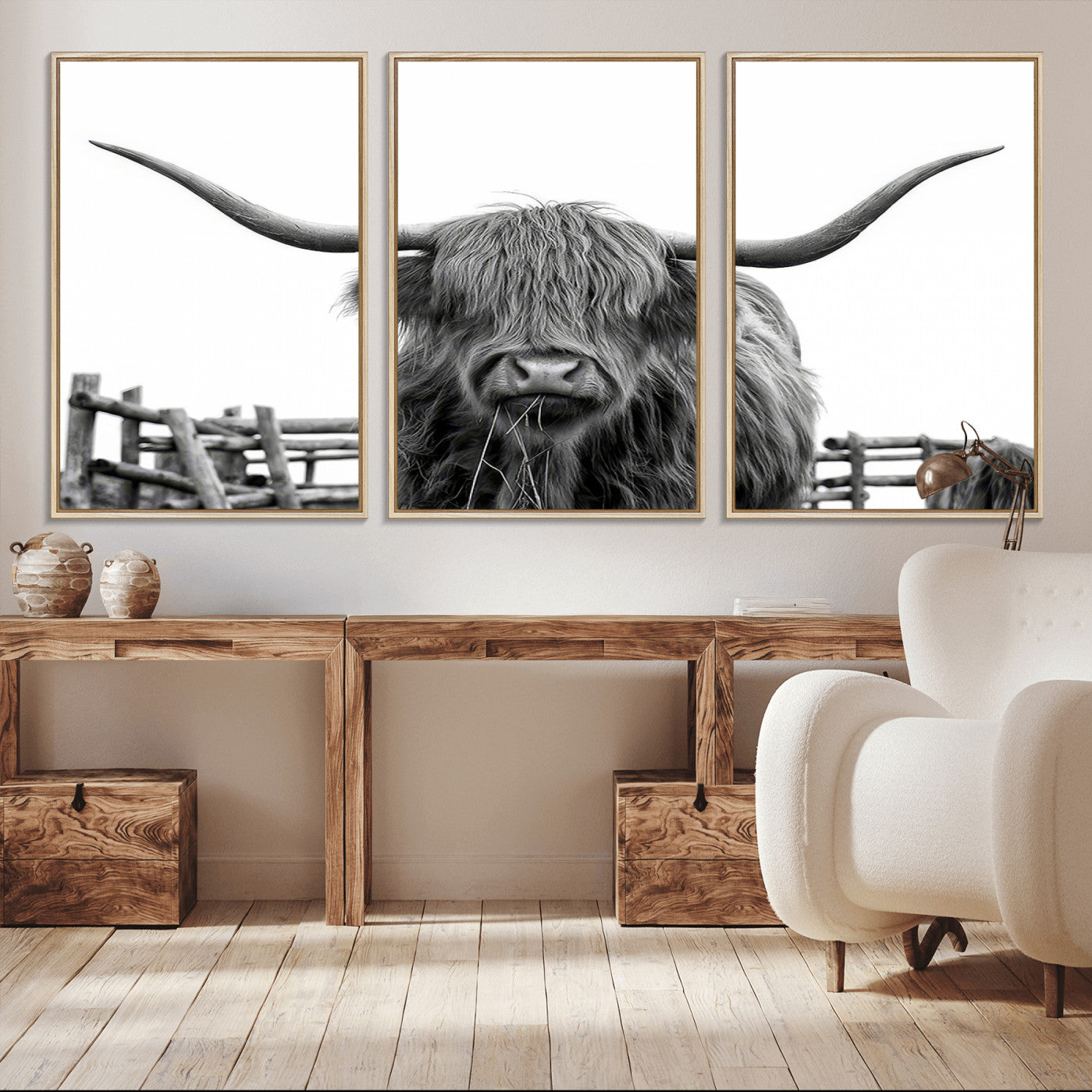 -Longhorn Canvas Print, Bighorn Cow Wall Art Canvas Print