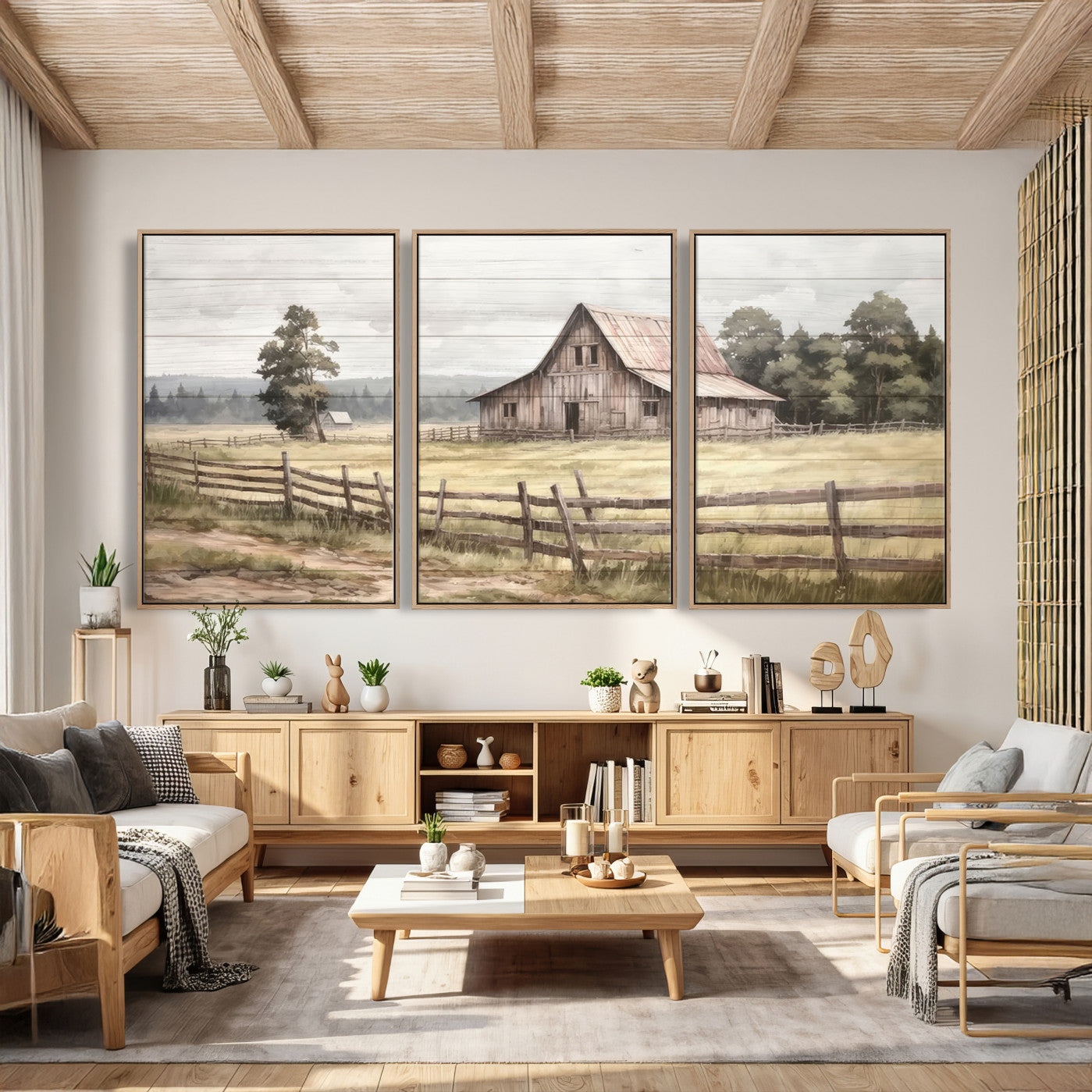 87489-MGV-CV-36X24 - Rustic Farmhouse Barn Wall Art | Framed Gallery Wrap Barn Giclee Canvas Print for Farmhouse Decor